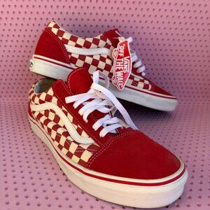 NEW Vans Old Skool Checkerboard Red White Suede Canvas Men’s Size 11
